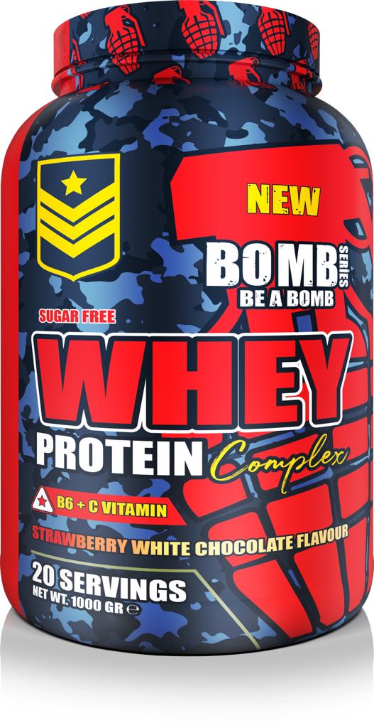BOMB SERIES WHEY PROTEİN ÇİLEK&BEYAZ ÇİKOLATA 1000 GR 1 KİLO PROTEİN